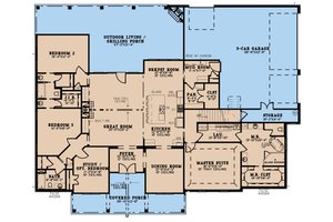 Craftsman Style House Plan - 4 Beds 4 Baths 2968 Sq/Ft Plan #923-248 ...