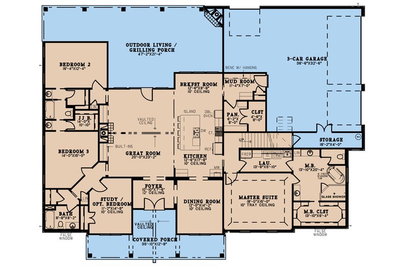 House Plan Design - Floor Plan - Main Floor for Craftsman House Plan #923-248 - 4 bed, 4 bath