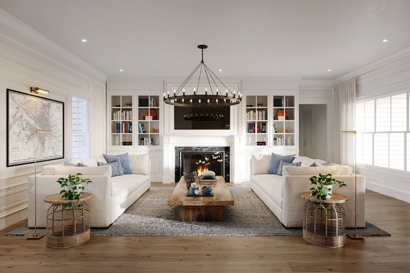 House Design - Interior - Family Room for Farmhouse House Plan #1117-23 - 3 bed, 3 bath