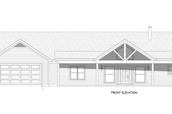 Exterior - Front Elevation 3 for Ranch House Plan #932-737 - 2 bed, 2 bath