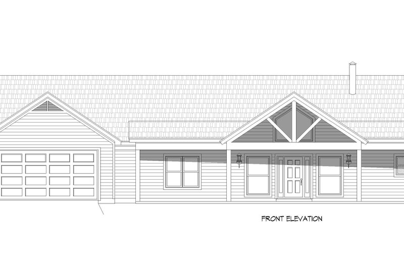 House Blueprint - Exterior - Front Elevation 3 for Ranch House Plan #932-737 - 2 bed, 2 bath