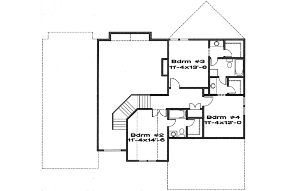 Floor Plan - Upper Floor for Traditional House Plan #6-187 - 4 bed, 3.5 bath