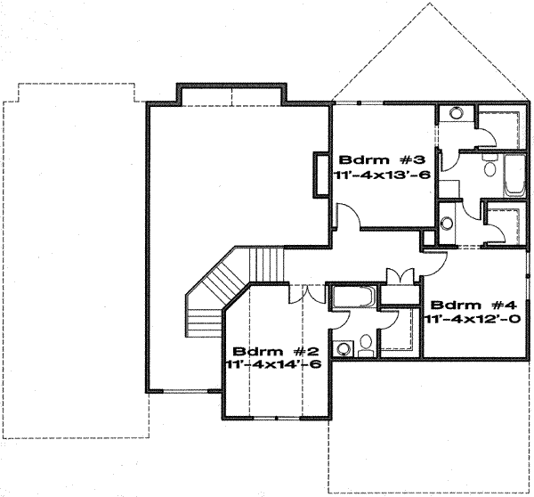 Traditional Floor Plan - Upper Floor Plan #6-187