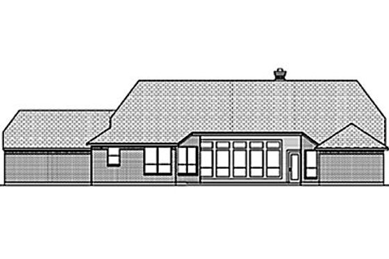 Exterior - Rear Elevation for European House Plan #84-460 - 4 bed, 2 bath