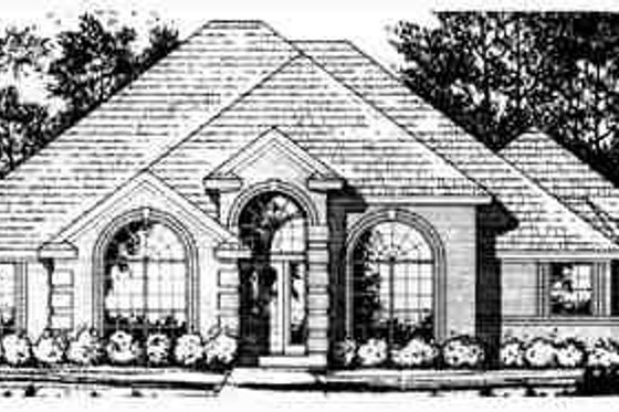 Exterior - Front Elevation for European House Plan #40-217 - 3 bed, 3 bath