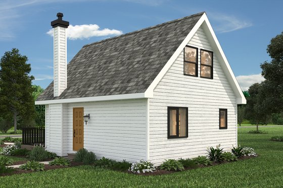 Exterior - Rear Elevation 1 for Cabin House Plan #18-4501 - 2 bed, 1 bath