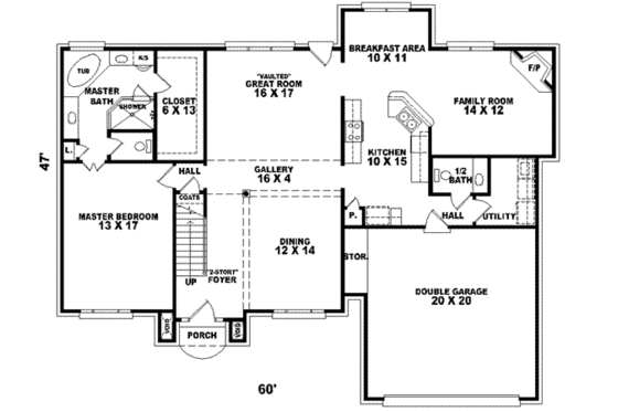 Floor Plan - Main Floor for Traditional House Plan #81-531 - 4 bed, 2.5 bath