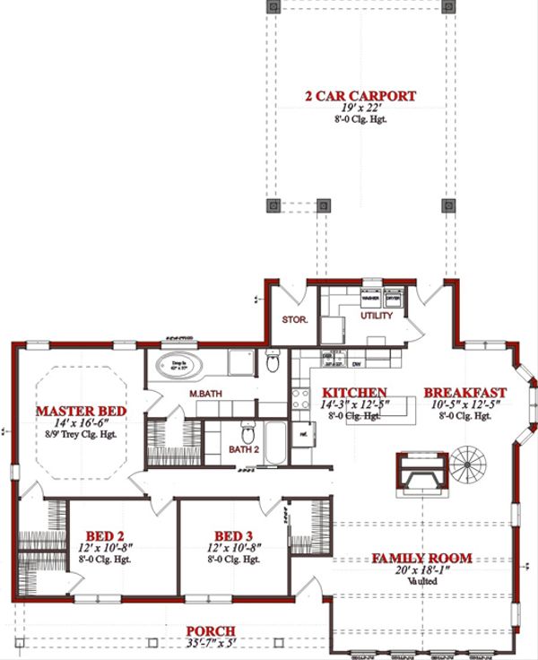 Country Floor Plan - Main Floor Plan #63-286