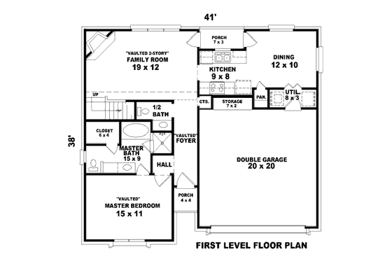 Floor Plan - Main Floor for Traditional House Plan #81-13605 - 3 bed, 2.5 bath