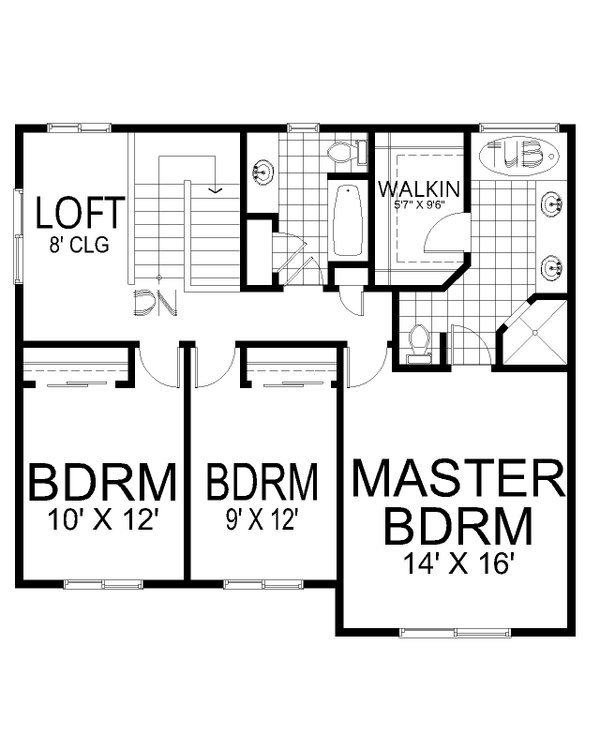 House Design - Floor Plan - Upper Floor for Craftsman House Plan #112-318 - 3 bed, 2.5 bath