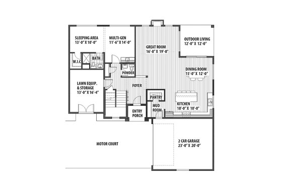 Floor Plan - Main Floor for Contemporary House Plan #569-38 - 5 bed, 3.5 bath