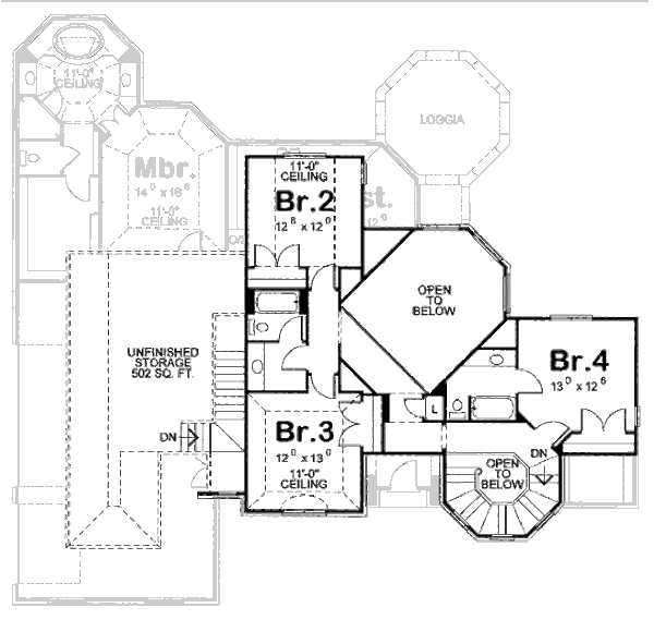 House Design - European Floor Plan - Upper Floor Plan #20-1705