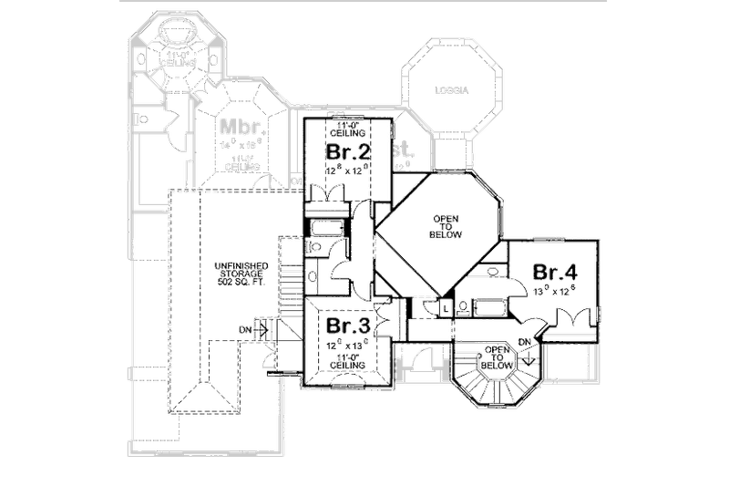Home Plan - Floor Plan - Upper Floor for European House Plan #20-1705 - 4 bed, 4 bath