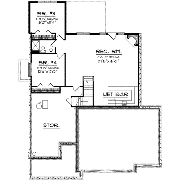 House Plan Design - Ranch Floor Plan - Lower Floor Plan #70-690