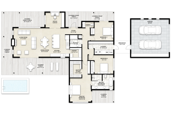 Floor Plan - Main Floor for Farmhouse House Plan #924-28 - 3 bed, 2.5 bath