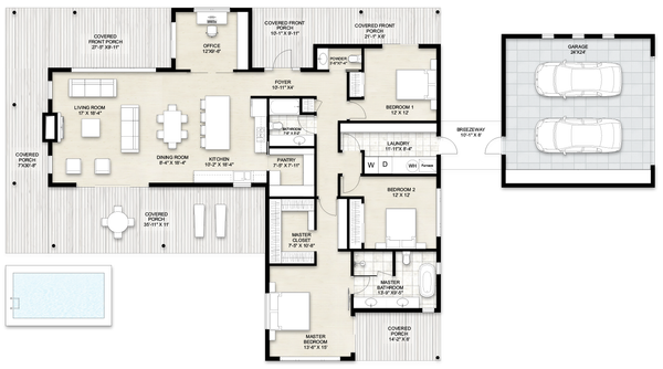 Home Plan - Farmhouse Floor Plan - Main Floor Plan #924-28