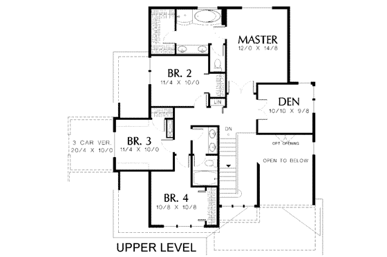 Floor Plan - Upper Floor for Craftsman House Plan #48-174 - 5 bed, 2.5 bath