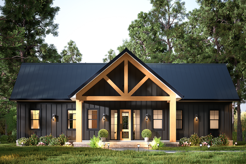 House Blueprint - Barndominium Exterior - Front Elevation Plan #119-466