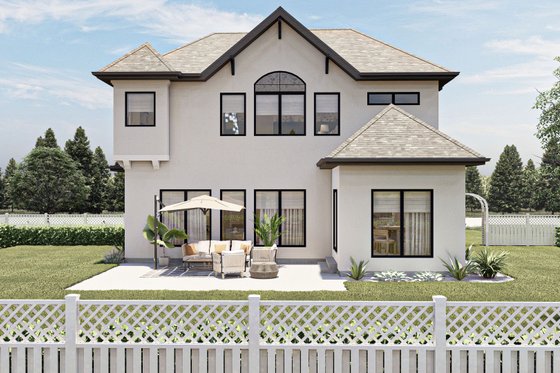 Exterior - Rear Elevation for European House Plan #455-177 - 3 bed, 2.5 bath