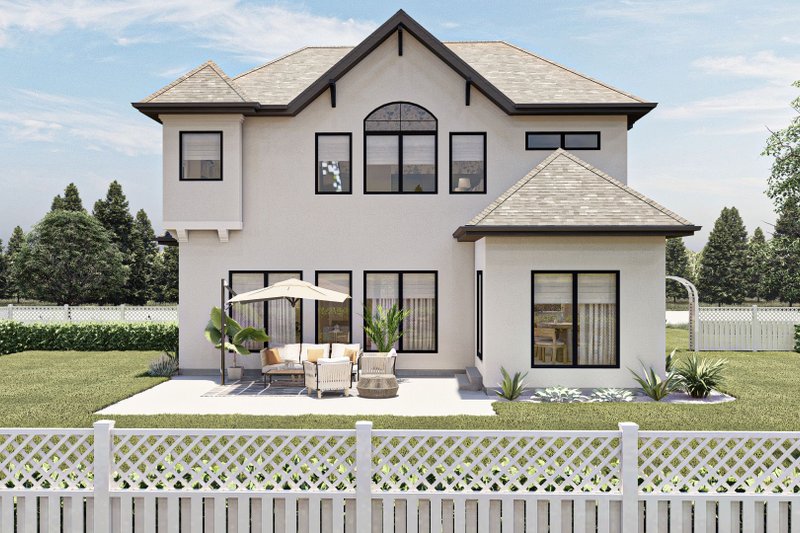 Architectural House Design - Exterior - Rear Elevation for European House Plan #455-177 - 3 bed, 2.5 bath