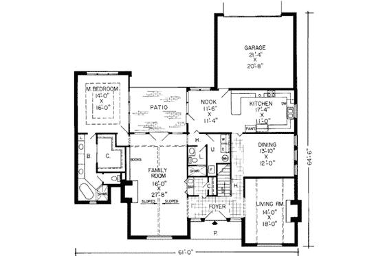 Floor Plan - Main Floor for Traditional House Plan #312-108 - 4 bed, 3.5 bath