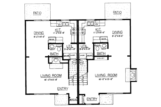 Floor Plan - Main Floor for Traditional House Plan #303-201 - 2 bed, 1.5 bath