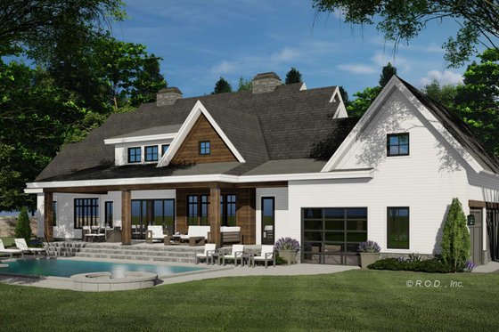 Exterior - Rear Elevation 1 for Farmhouse House Plan #51-1451 - 5 bed, 3.5 bath