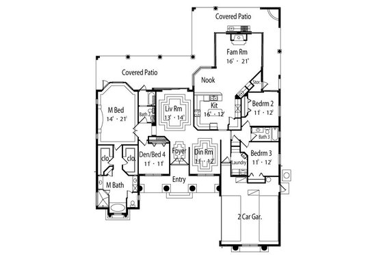 Floor Plan - Main Floor for Mediterranean House Plan #417-309 - 4 bed, 3 bath