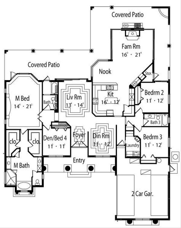 Mediterranean Floor Plan - Main Floor Plan #417-309