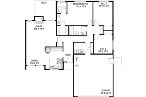 Floor Plan - Main Floor for Ranch House Plan #60-109 - 3 bed, 2 bath