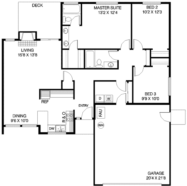 House Plan Design - Ranch Floor Plan - Main Floor Plan #60-109