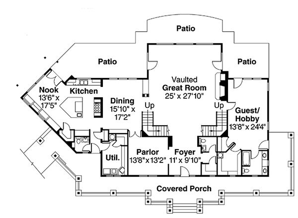 Craftsman Floor Plan - Main Floor Plan #124-674