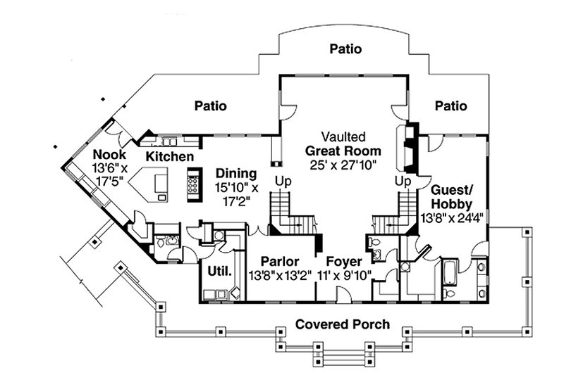 Home Plan - Floor Plan - Main Floor for Craftsman House Plan #124-674 - 4 bed, 4.5 bath