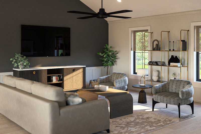 House Design - Interior - Family Room for Barndominium House Plan #455-489 - 2 bed, 1 bath
