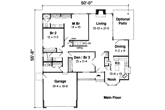 Floor Plan - Main Floor for Traditional House Plan #312-377 - 3 bed, 2 bath