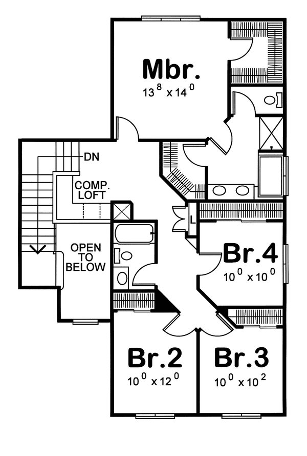 European Floor Plan - Upper Floor Plan #20-1657