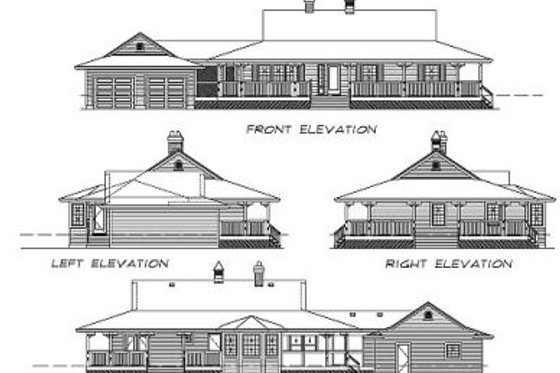 Exterior - Rear Elevation for Country House Plan #47-186 - 3 bed, 2 bath