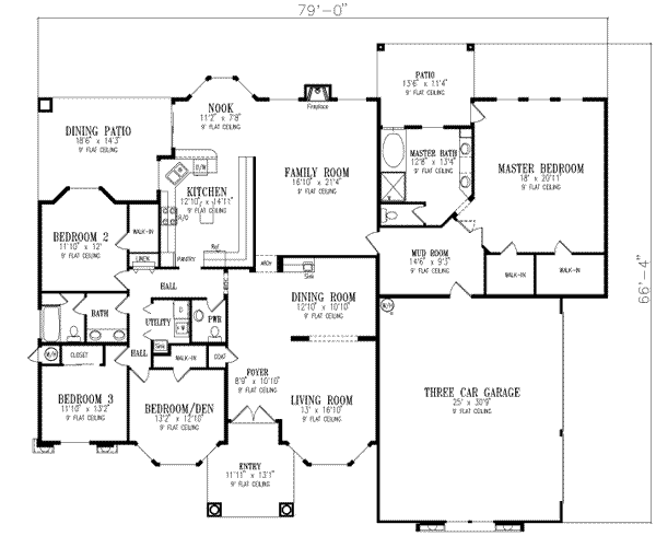 Adobe / Southwestern Floor Plan - Main Floor Plan #1-711