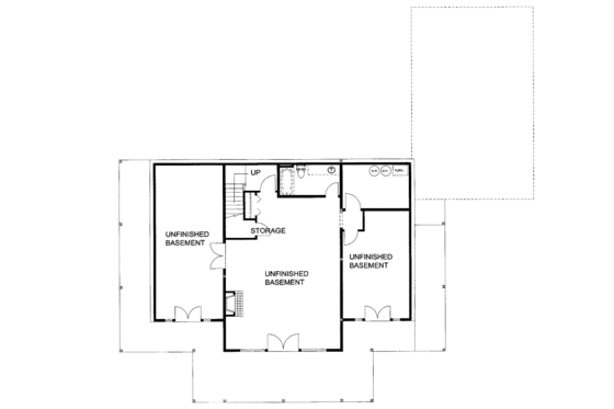 Floor Plan - Lower Floor for Cabin House Plan #117-784 - 3 bed, 2.5 bath