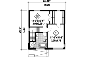Floor Plan - Upper Floor for Contemporary House Plan #25-4510 - 2 bed, 1 bath