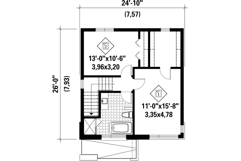 House Plan Design - Floor Plan - Upper Floor for Contemporary House Plan #25-4510 - 2 bed, 1 bath