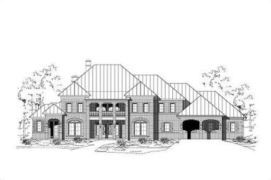 Exterior - Front Elevation for European House Plan #411-458 - 5 bed, 4.5 bath
