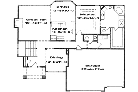 Floor Plan - Main Floor for European House Plan #6-180 - 4 bed, 3.5 bath