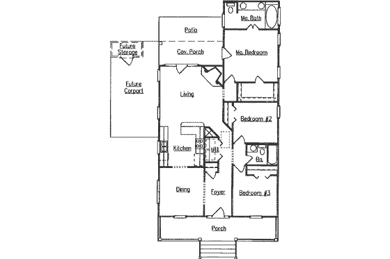 Floor Plan - Main Floor for Cottage House Plan #37-132 - 3 bed, 2 bath