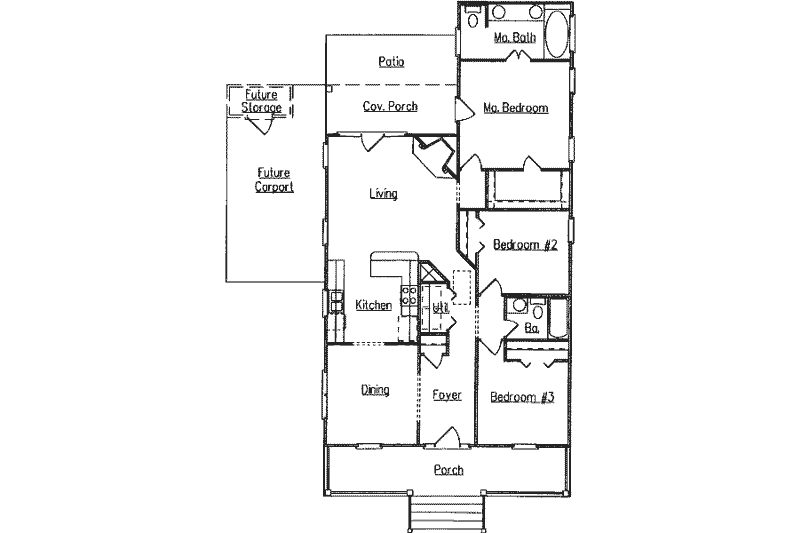 Architectural House Design - Floor Plan - Main Floor for Cottage House Plan #37-132 - 3 bed, 2 bath