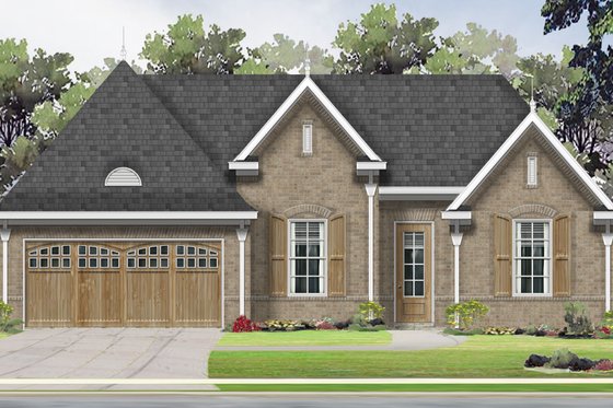Exterior - Front Elevation for European House Plan #424-406 - 3 bed, 2 bath