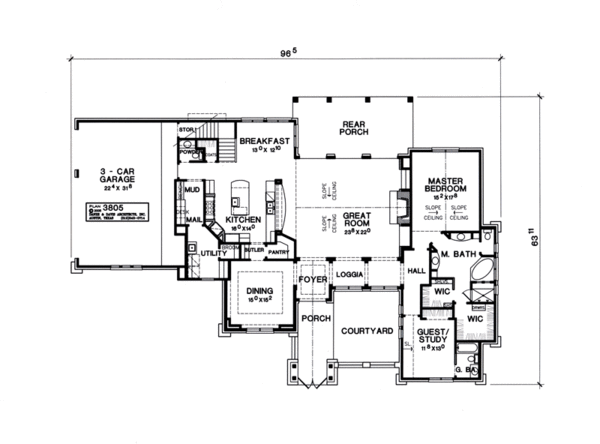 Architectural House Design - Mediterranean Floor Plan - Main Floor Plan #472-2