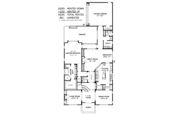 Floor Plan - Main Floor for Traditional House Plan #424-294 - 4 bed, 4 bath