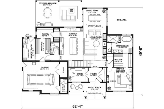 Floor Plan - Main Floor for European House Plan #23-2777 - 3 bed, 2.5 bath