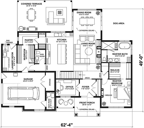 Architectural House Design - European Floor Plan - Main Floor Plan #23-2777